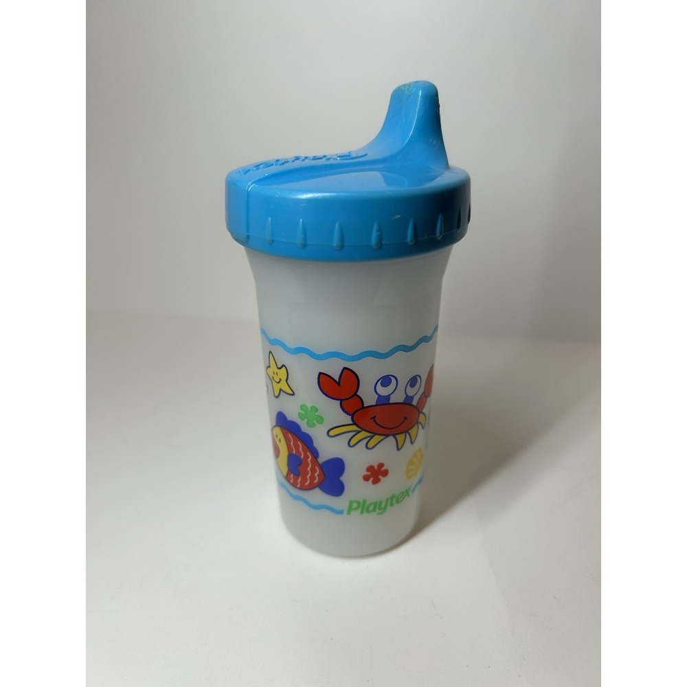 Vintage 1997 Playtex Sippy Cup Fish Crab Design Baby Cup Plastic 90s Toy